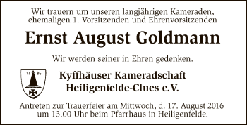 Traueranzeige von Ernst August Goldmann von SYK