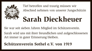 Traueranzeige von Sarah Dieckheuer von SYK