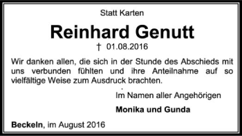 Traueranzeige von Reinhard Genutt von SYK