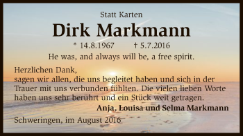 Traueranzeige von Dirk Markmann von SYK