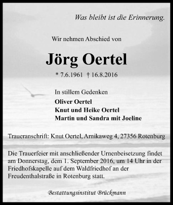 Traueranzeige von Jörg Oertel von SYK