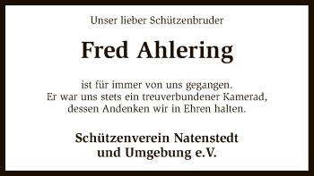 Traueranzeige von Fred Ahlering von SYK