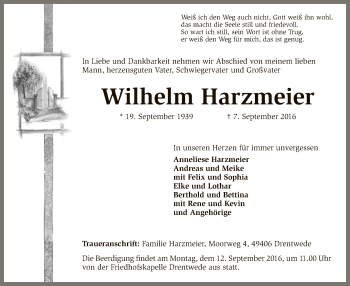 Traueranzeige von Wilhelm Harzmeier von SYK