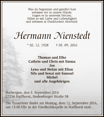 Traueranzeige von Hermann Nienstedt von SYK