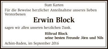 Traueranzeige von Erwin Block von SYK