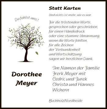 Traueranzeige von Dorothee Meyer von SYK