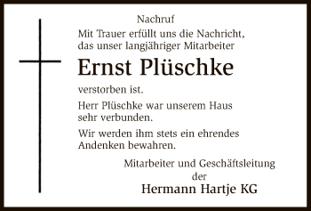 Traueranzeige von Ernst Plüschke von SYK