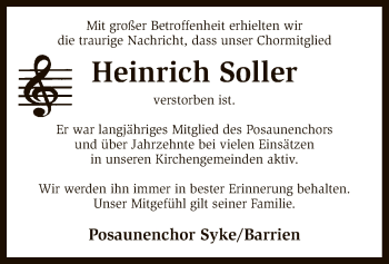 Traueranzeige von Heinrich Soller von SYK