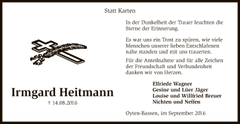 Traueranzeige von Irmgard Heitmann von SYK