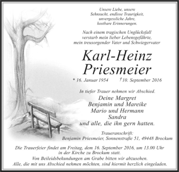 Traueranzeige von Karl-Heinz Priesmeier von SYK