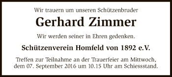 Traueranzeige von Gerhard Zimmer von SYK