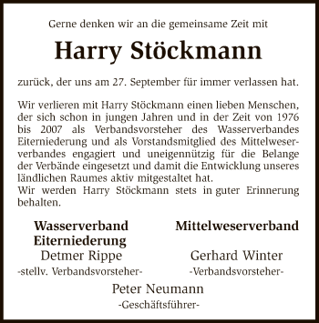 Traueranzeige von Harry Stöckmann von SYK