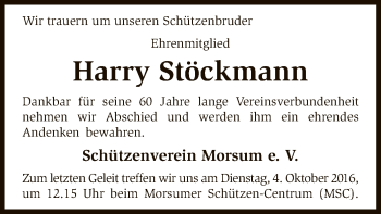 Traueranzeige von Harry Stöckmann von SYK