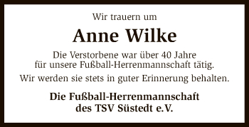 Traueranzeige von Anne Wilke von SYK