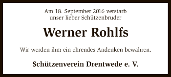 Traueranzeige von Werner Rohlfs von SYK