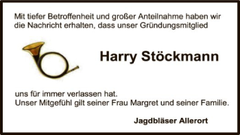 Traueranzeige von Harry Stöckmann von SYK