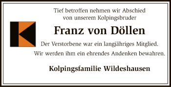 Traueranzeige von Franz von Döllen von SYK