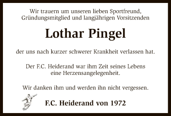 Traueranzeige von Lothar Pingel von SYK