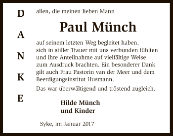 Traueranzeige von Paul Münch von SYK