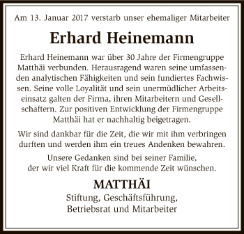 Traueranzeige von Erhard Heinemann von SYK