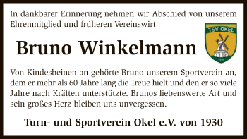 Traueranzeige von Bruno Winkelmann von SYK
