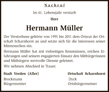 Traueranzeige von Hermann Müller von SYK