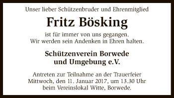 Traueranzeige von Fritz Bösking von SYK