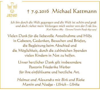 Traueranzeige von Michael Kattmann von SYK