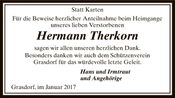 Traueranzeige von Hermann Therkorn von SYK