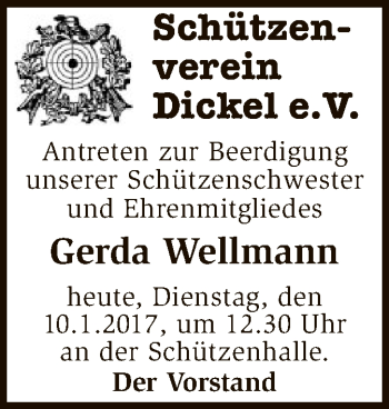 Traueranzeige von Gerda Wellmann von SYK