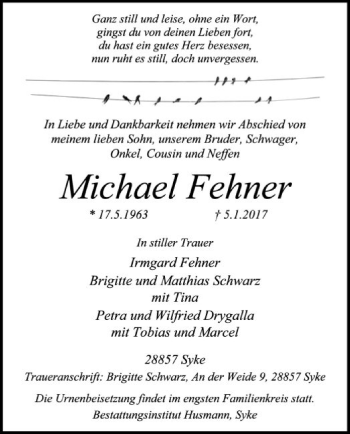 Traueranzeige von Michael Fehner von SYK