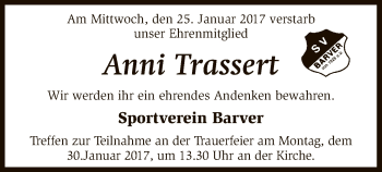 Traueranzeige von Anni Trassert von SYK