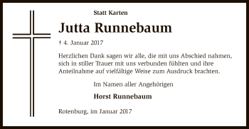 Traueranzeige von Jutta Runnebaum von SYK