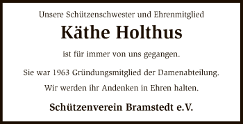 Traueranzeige von Käthe Holthus von SYK