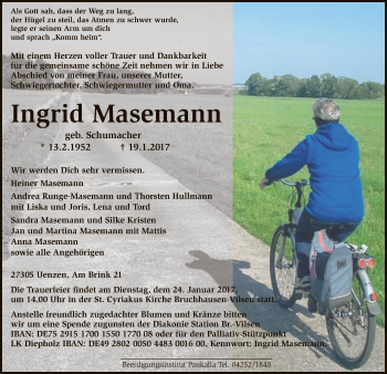 Traueranzeige von Ingrid Masemann von SYK