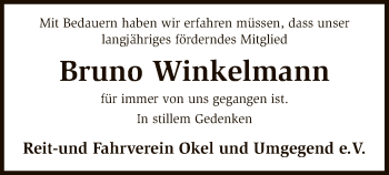 Traueranzeige von Bruno Winkelmann von SYK