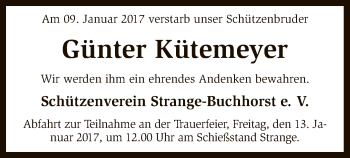 Traueranzeige von Günter Kütemeyer von SYK