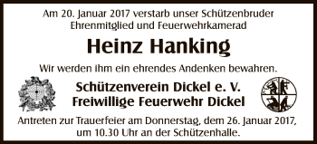 Traueranzeige von Heinz Hanking von SYK