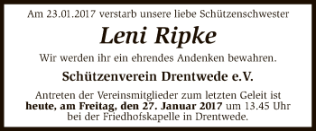 Traueranzeige von Leni Ripke von SYK