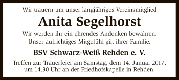 Traueranzeige von Anita Segelhorst von SYK