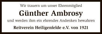 Traueranzeige von Günther Ambrosy von SYK