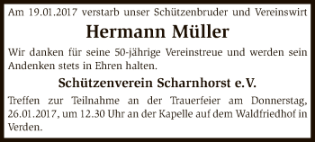 Traueranzeige von Hermann Müller von SYK