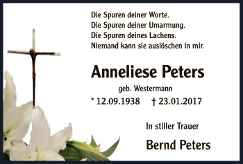 Traueranzeige von Anneliese Peters von SYK