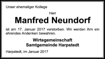 Traueranzeige von Manfred  Neundorf von SYK