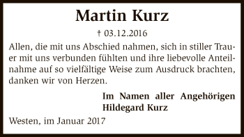 Traueranzeige von Martin Kurz von SYK