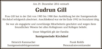 Traueranzeige von Gudrun Gill von SYK