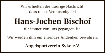 Traueranzeige von Hans-Jochen Bischof von SYK