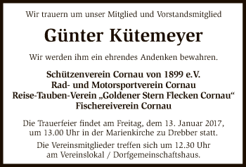 Traueranzeige von Günter Kütemeyer von SYK