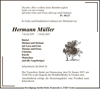 Traueranzeige von Hermann Müller von SYK