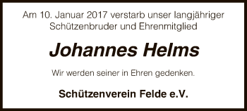 Traueranzeige von Johannes Helms von SYK